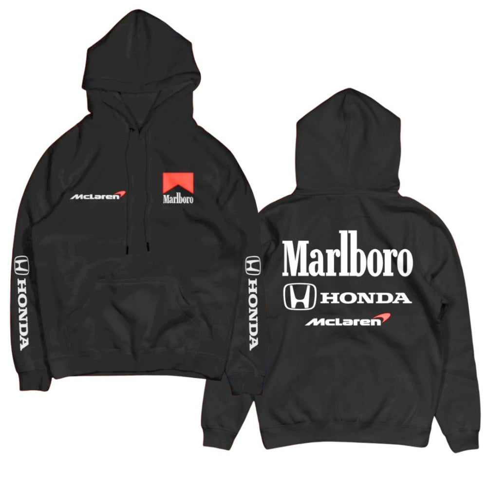 Blusa de Moletom Canguru Retrô McLaren Preta