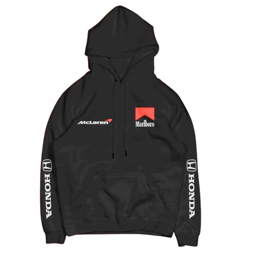 Blusa de Moletom Canguru Retrô McLaren Preta