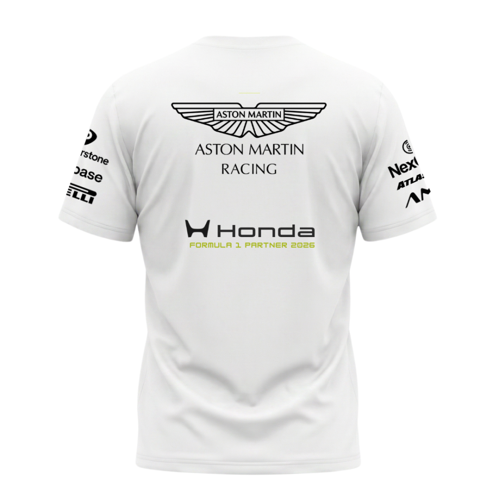 Camiseta Aston Martin 2026 Branca - DryFit / Algodão