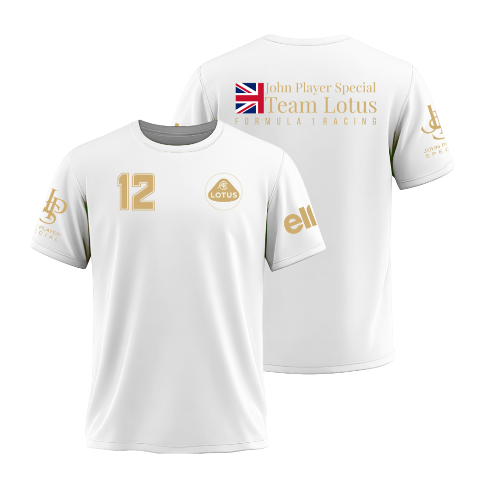 Camiseta F1 Lotus Retrô Algodão Penteado Branca