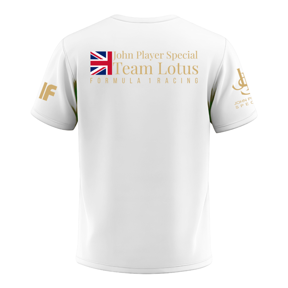 Camiseta F1 Lotus Retrô Algodão Penteado Branca