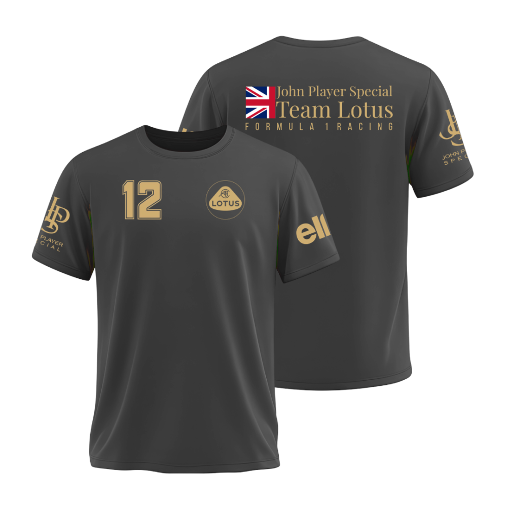 Camiseta F1 Lotus Retrô Algodão Penteado Preta