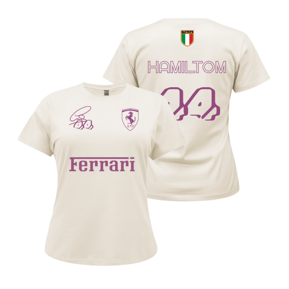Camiseta Babylook Ferrari Off-white Purple