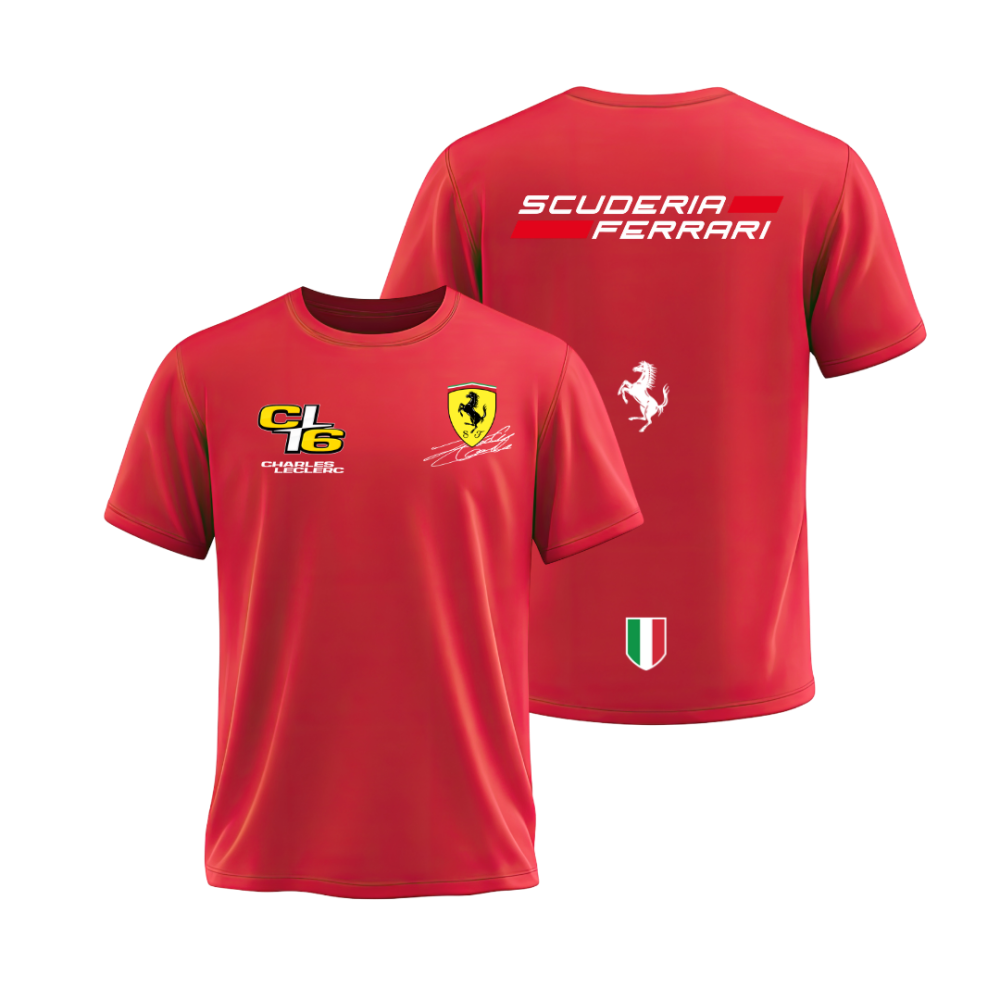 Camiseta Ferrari Leclerc Basic Vermelha