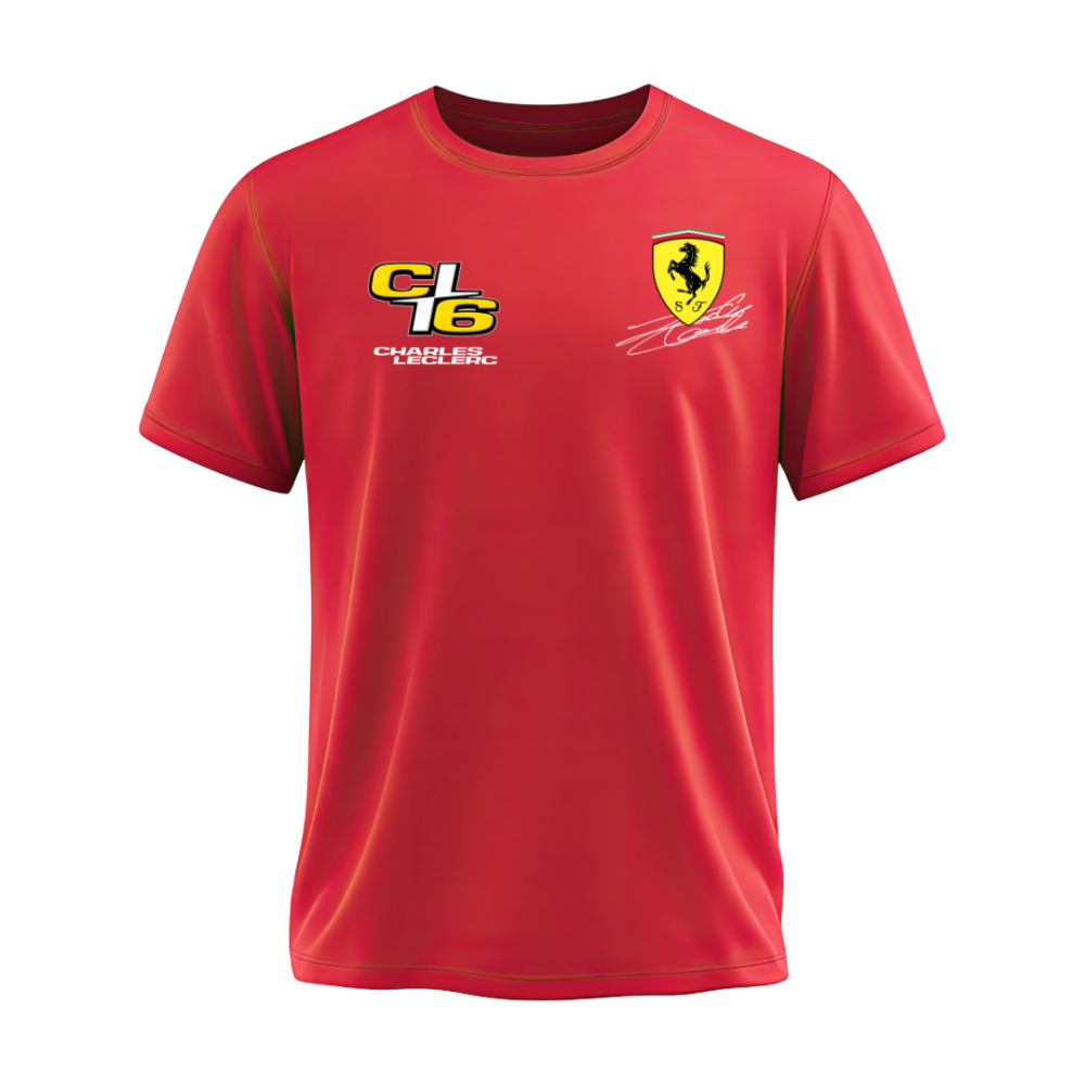 Camiseta Ferrari Leclerc Basic Vermelha