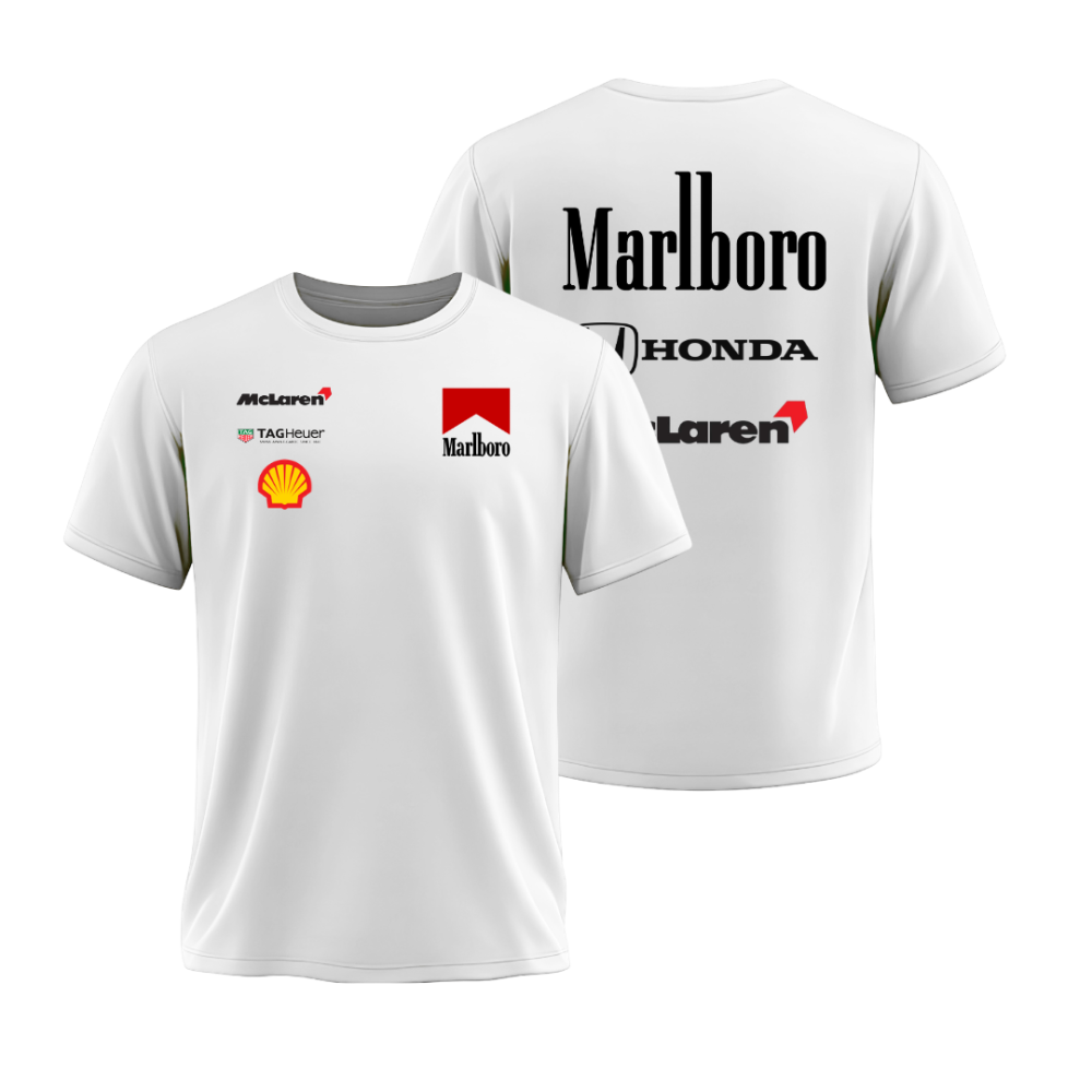 Camiseta Retrô Clássic McLaren/Marlboro 1990 Dryfit/Algodão