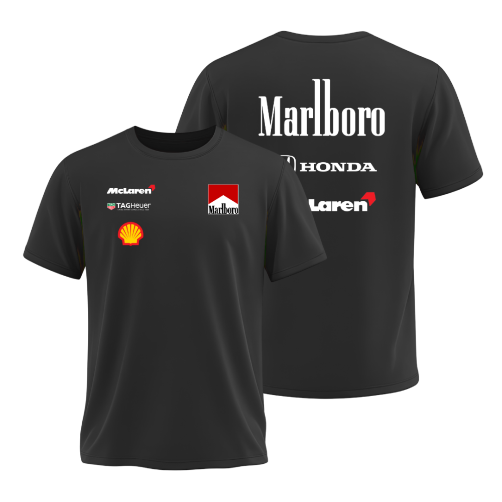 Camiseta Retrô Clássic McLaren/Marlboro 1990 Dryfit/Algodão