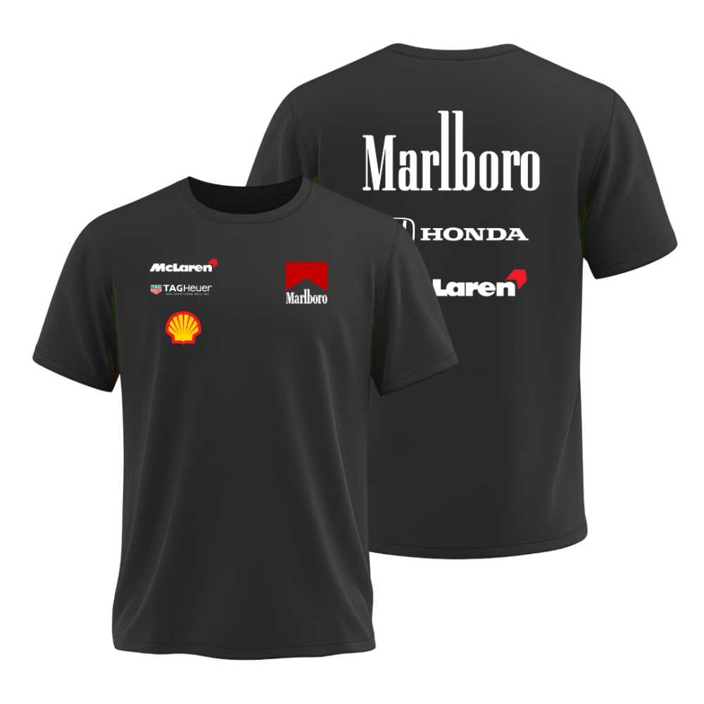 Camiseta Retrô Clássic McLaren/Marlboro 1990 Dryfit/Algodão